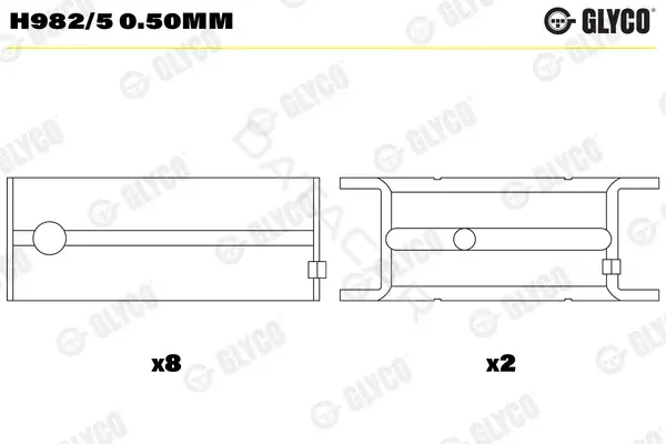 Вкладыши коренные GLYCO H982/50.50mm