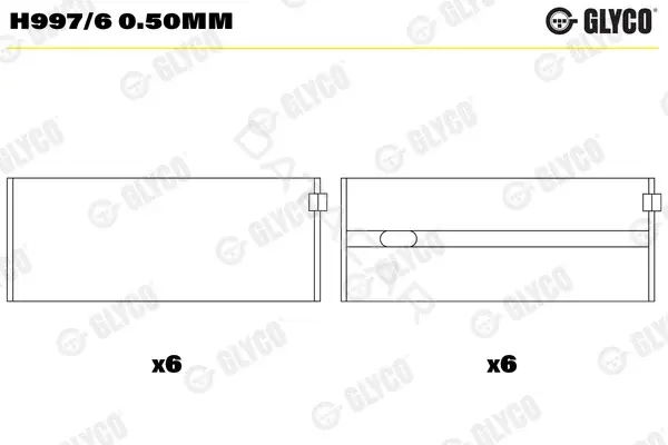 Вкладыши коренные GLYCO H997/60.50mm
