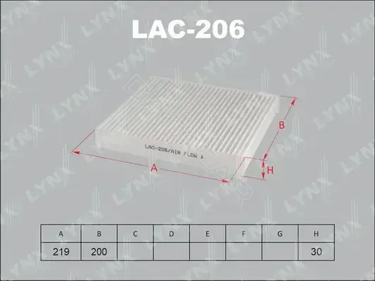 Фильтр салонный LYNXAUTO LAC-206