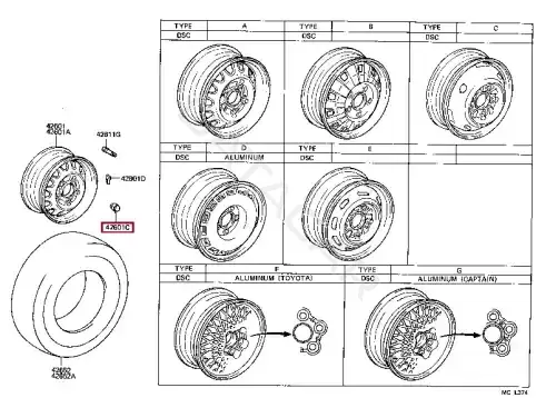 Гайка колеса TOYOTA 90942-01033