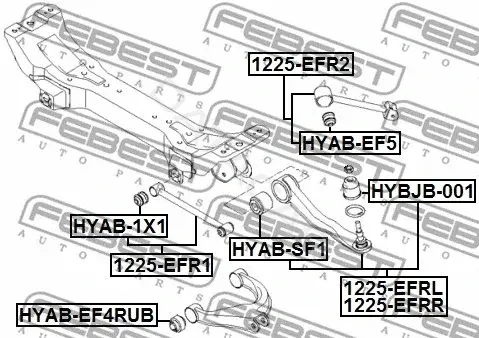 Сайлентблок рычага FEBEST HYAB-EF4RUB