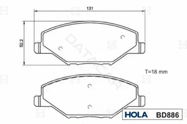 Тормозные колодки HOLA BD886