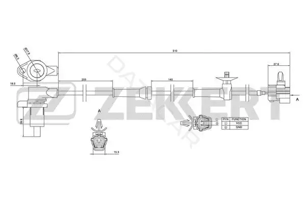 Датчик АБС ZEKKERT SE-6120