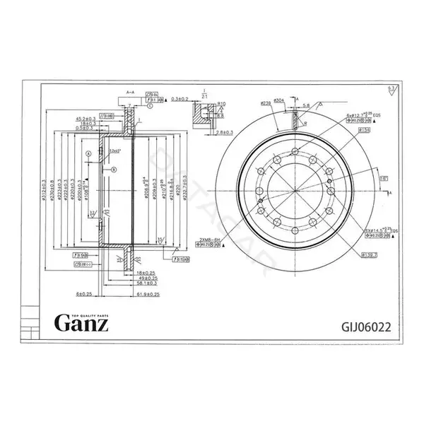 Тормозные диски GANZ GIJ06022