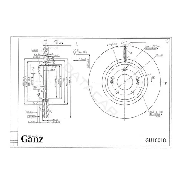 Тормозные диски GANZ GIJ10018