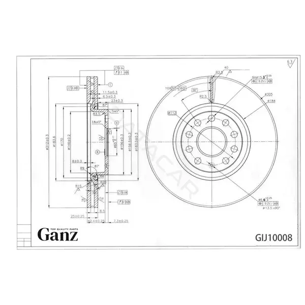 Тормозные диски GANZ GIJ10008