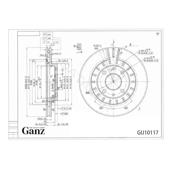 Тормозные диски GANZ GIJ10117