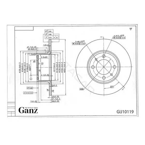Тормозные диски GANZ GIJ10119