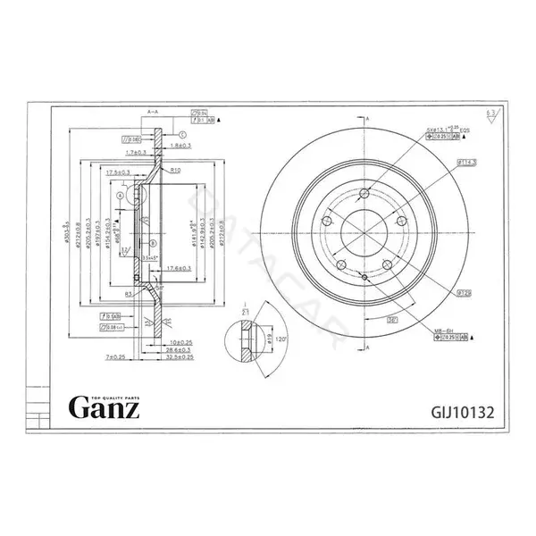 Тормозные диски GANZ GIJ10132