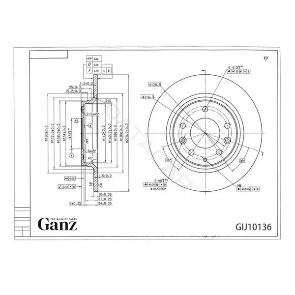 Тормозные диски GANZ GIJ10136