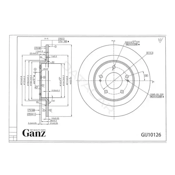 Тормозные диски GANZ GIJ10126