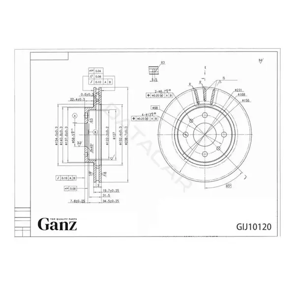 Тормозные диски GANZ GIJ10120