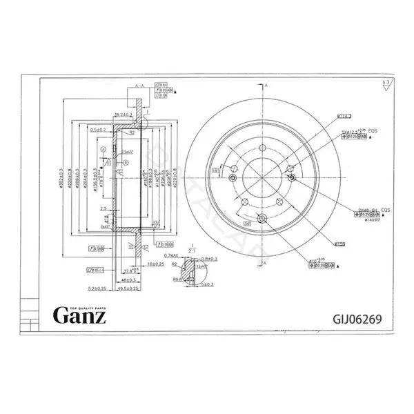 Тормозные диски GANZ GIJ06269