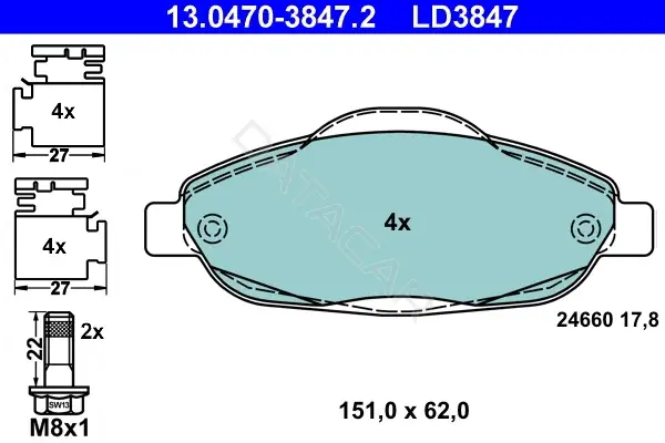 Тормозные колодки ATE 13.0470-3847.2