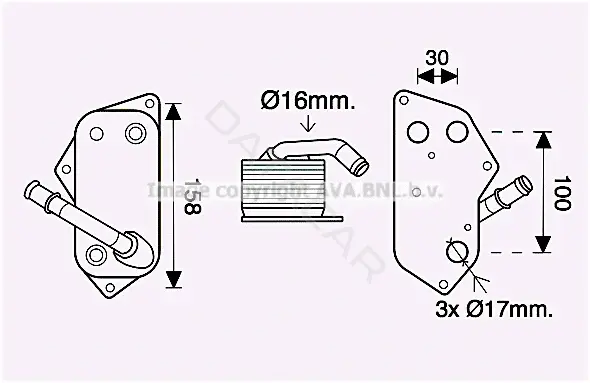 Масляный радиатор двигателя AVA BW3558