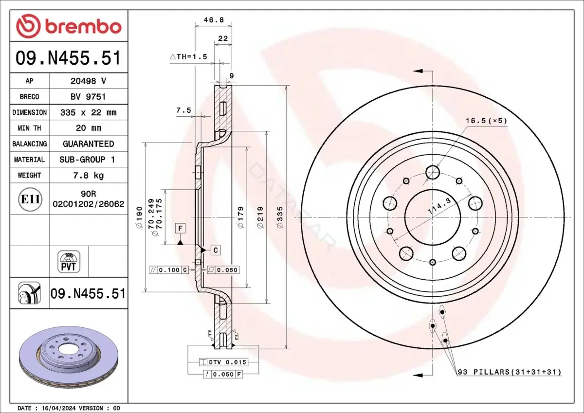 Тормозные диски BREMBO 09.N455.51
