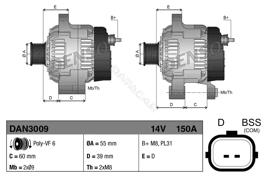 Генератор DENSO DAN3009