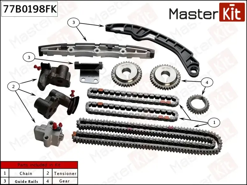 Комплект цепи ГРМ MASTERKIT 77B0198FK