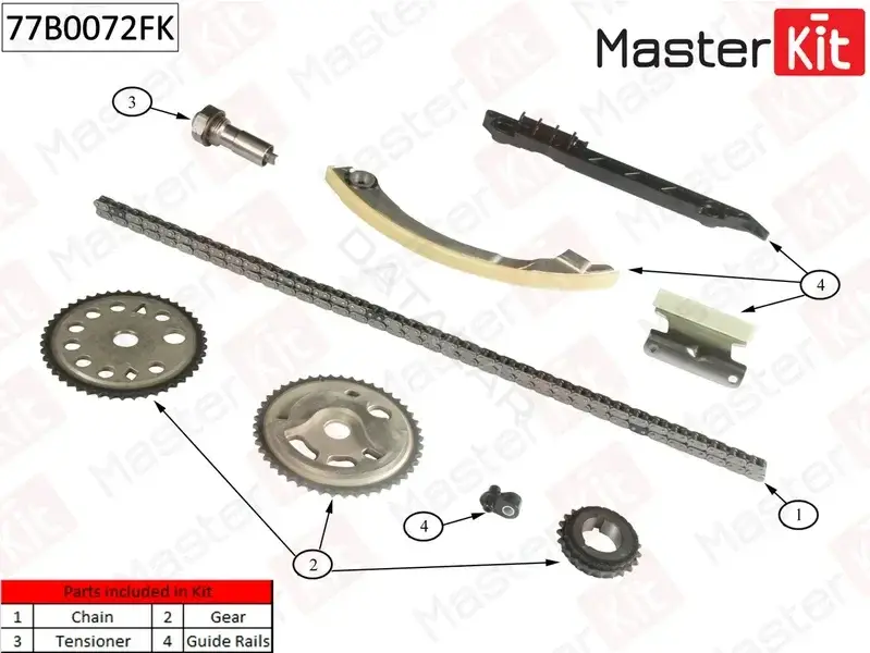 Комплект цепи ГРМ MASTERKIT 77B0072FK
