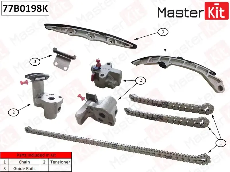 Комплект цепи ГРМ MASTERKIT 77B0198K