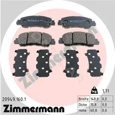 Тормозные колодки ZIMMERMANN 20949.160.1
