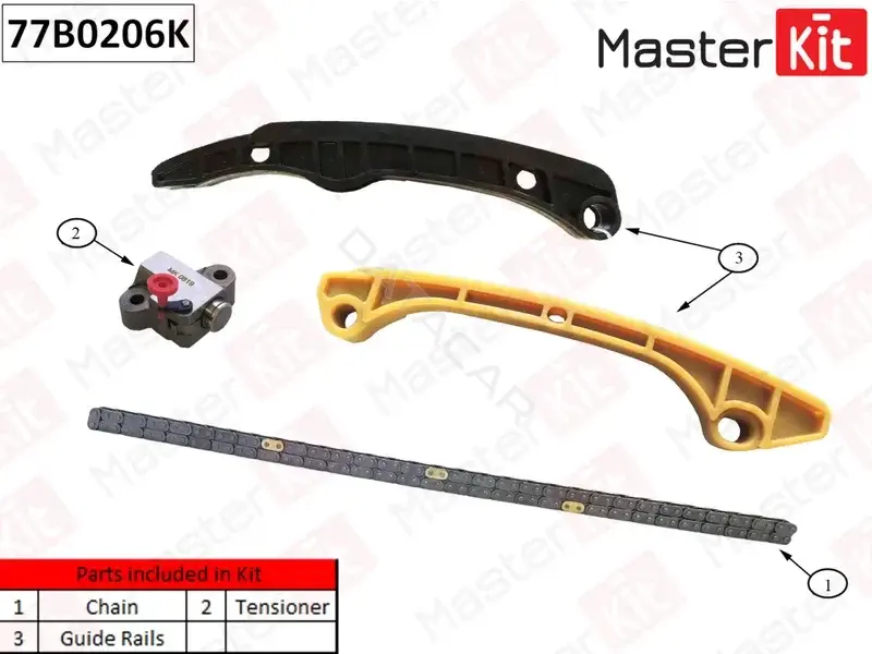 Комплект цепи ГРМ MASTERKIT 77B0206K