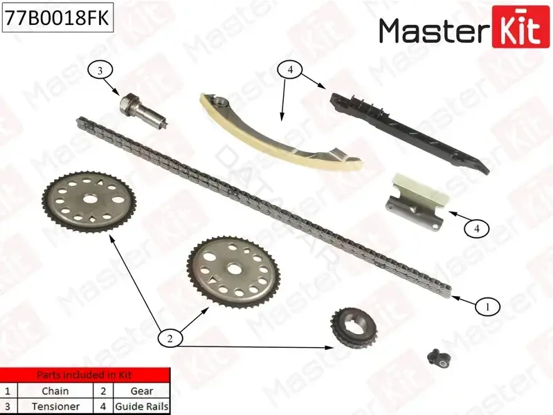 Комплект цепи ГРМ MASTERKIT 77B0018FK