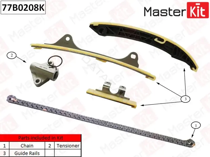 Комплект цепи ГРМ MASTERKIT 77B0208K