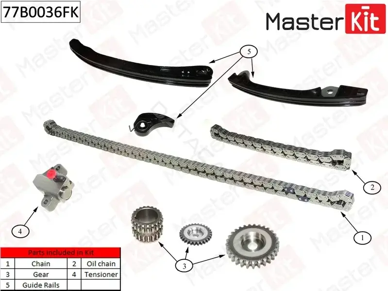 Комплект цепи ГРМ MASTERKIT 77B0036FK