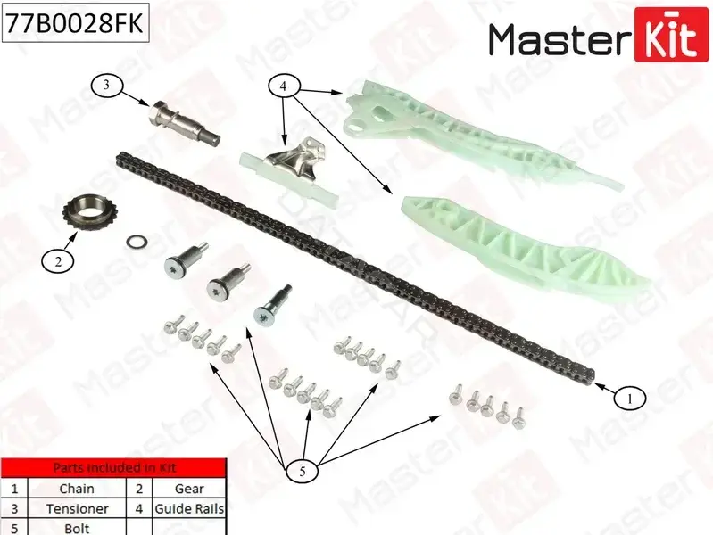 Комплект цепи ГРМ MASTERKIT 77B0028FK