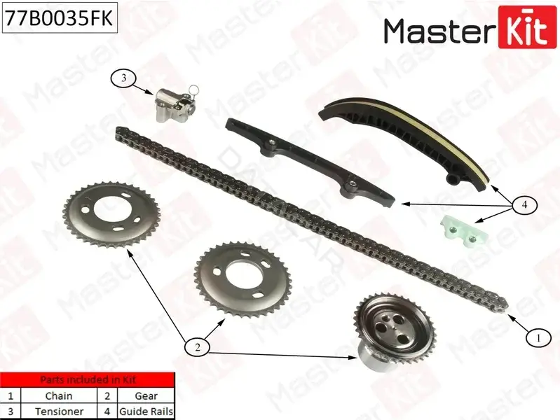 Комплект цепи ГРМ MASTERKIT 77B0035FK