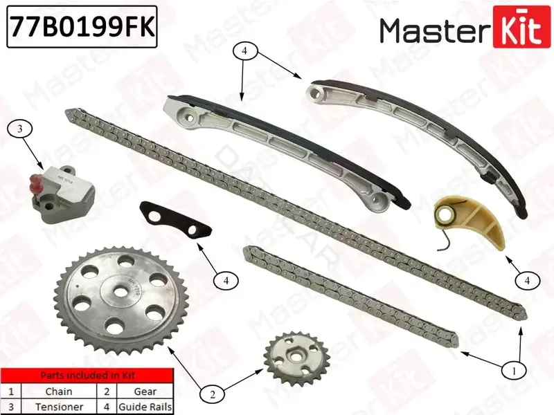 Комплект цепи ГРМ MASTERKIT 77B0199FK