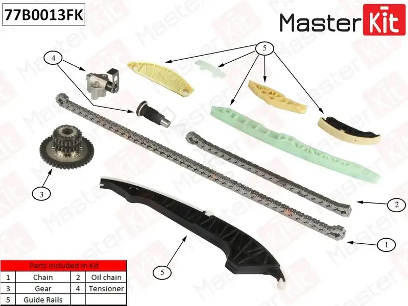 Комплект цепи ГРМ MASTERKIT 77B0013FK