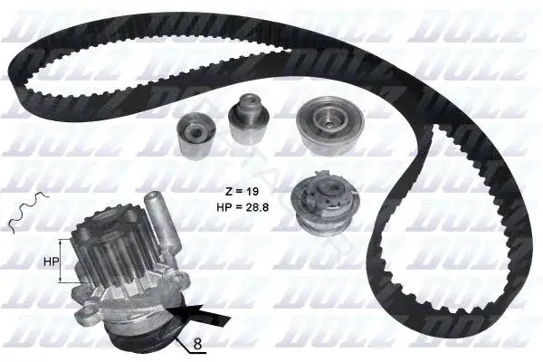 Комплект ГРМ с помпой DOLZ KD100