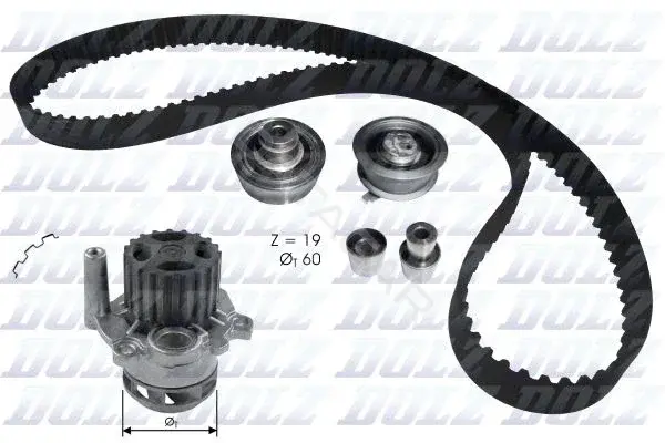 Комплект ГРМ с помпой DOLZ KD104