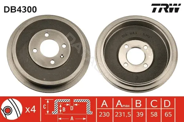Тормозной барабан TRW DB4300