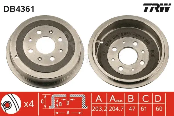 Тормозной барабан TRW DB4361