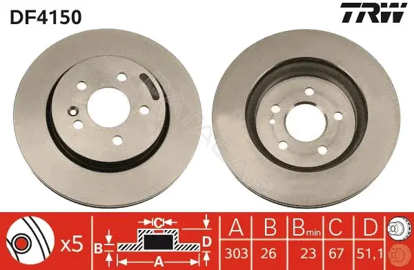 Тормозные диски TRW DF4150