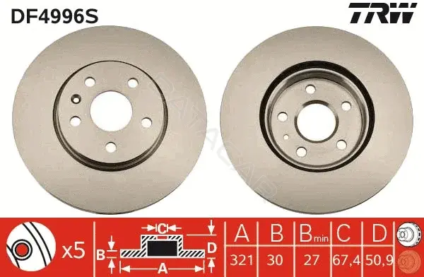 Тормозные диски TRW DF4996S