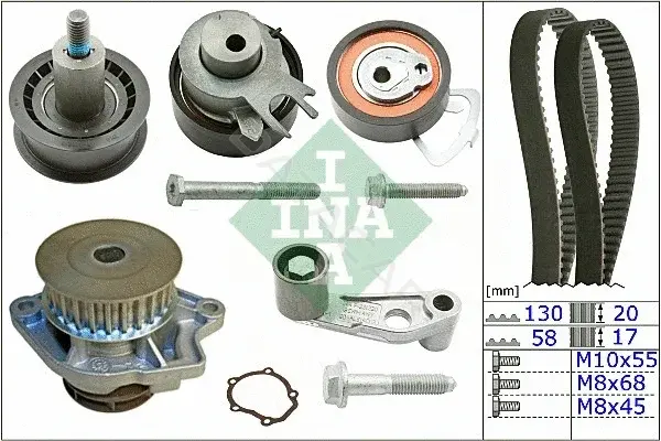 Комплект ГРМ с помпой INA 530036030