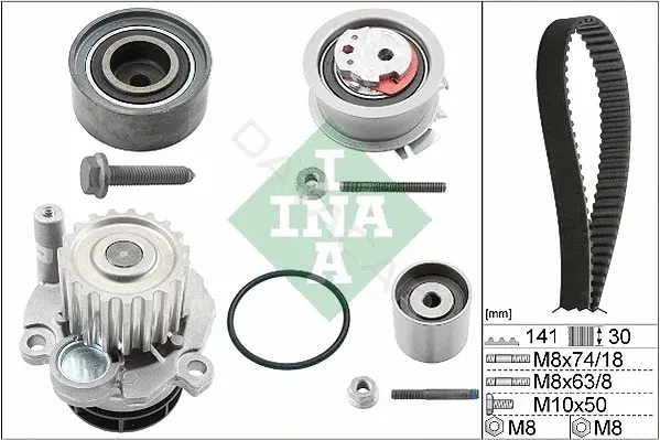 Комплект ГРМ с помпой INA 530040530