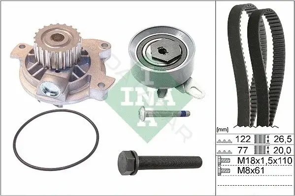 Комплект ГРМ с помпой INA 530040630