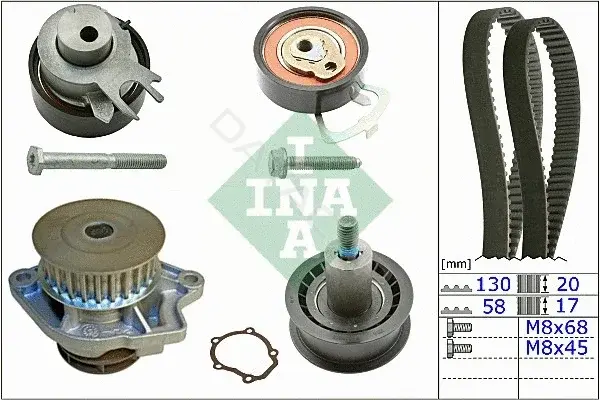 Комплект ГРМ с помпой INA 530053830