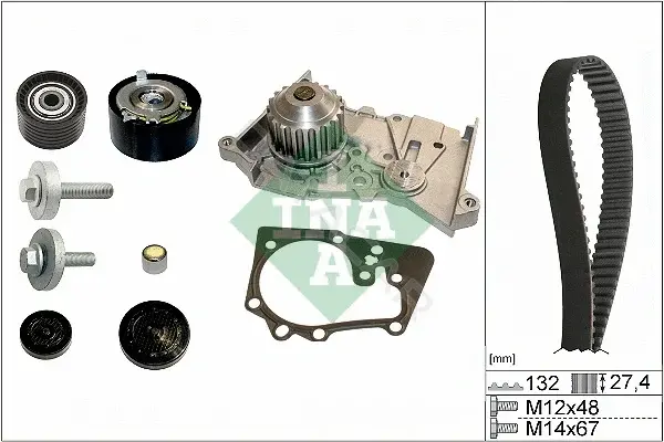 Комплект ГРМ с помпой INA 530063930