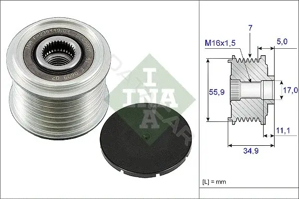 Шкив генератора INA 535008310