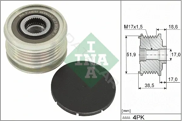 Шкив генератора INA 535034610