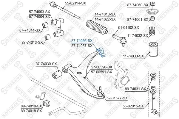 Сайлентблок рычага STELLOX 87-74066-SX