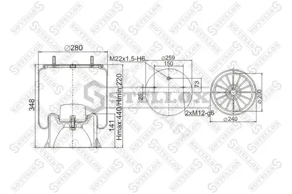 Пневмоподушка STELLOX 90-40222-SX