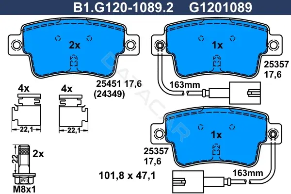 Тормозные колодки GALFER B1.G120-1089.2