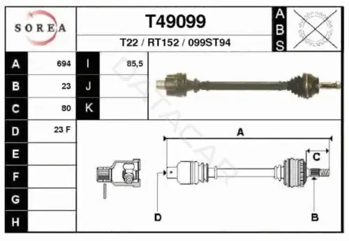 Приводной вал / Полуось EAI T49099